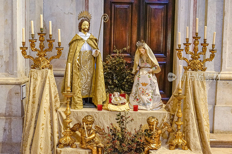 nativity scene in the church of Nossa Senhora da Conceição Velha in downtown Lisbon
